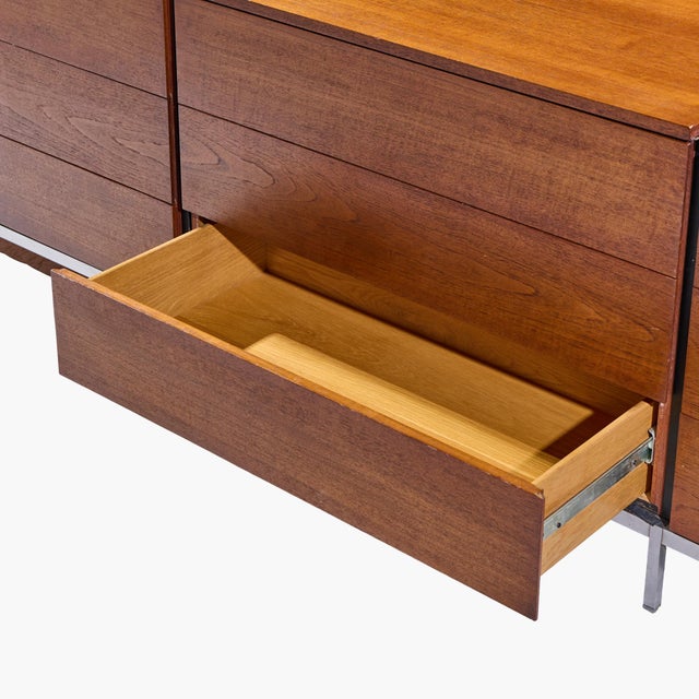 Brown Florence Knoll Mid Century Teak Triple Dresser For Sale - Image 8 of 9