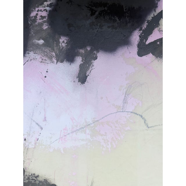 Linen Contemporary Abstract Acrylics, Oil, Spray Paint on Vintage Linen "All the Rooms We Left Unfinished" by Manuela Karin Knaut For Sale - Image 8 of 11