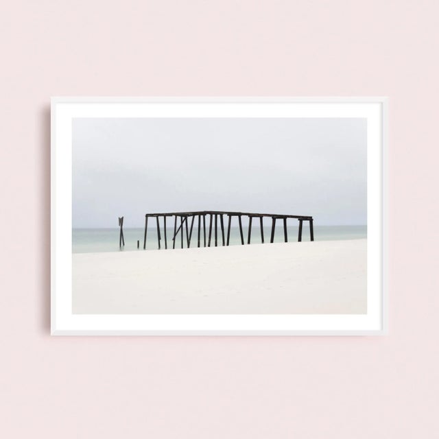 Light Gray 'Old Pier' Neutral Coastal Wall Art, 45 X 30" Contemporary Minimalist Photography Print, Florida Art Print For Sale - Image 8 of 8