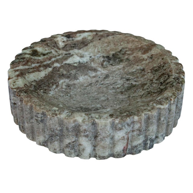 A Beautiful Carved Stone CatchAll in pale green/Grey. Add Texture to any Surface.