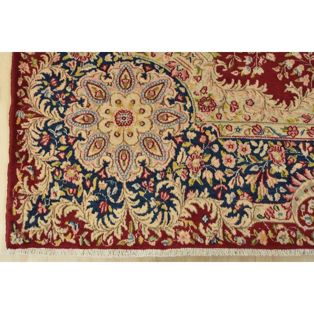 Kerman Rug 7′ X 13’7” Red Wool Vintage Traditional Hand-Knotted Carpet For Sale - Image 11 of 14