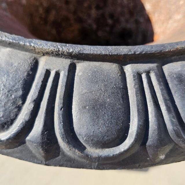 Large Antique Classical Cast Iron Garden Urn Planter a-Pair For Sale - Image 16 of 18