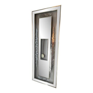 Vintage Postmodern 1980s Art Deco Pendulum Brass Mirror Clock For Sale