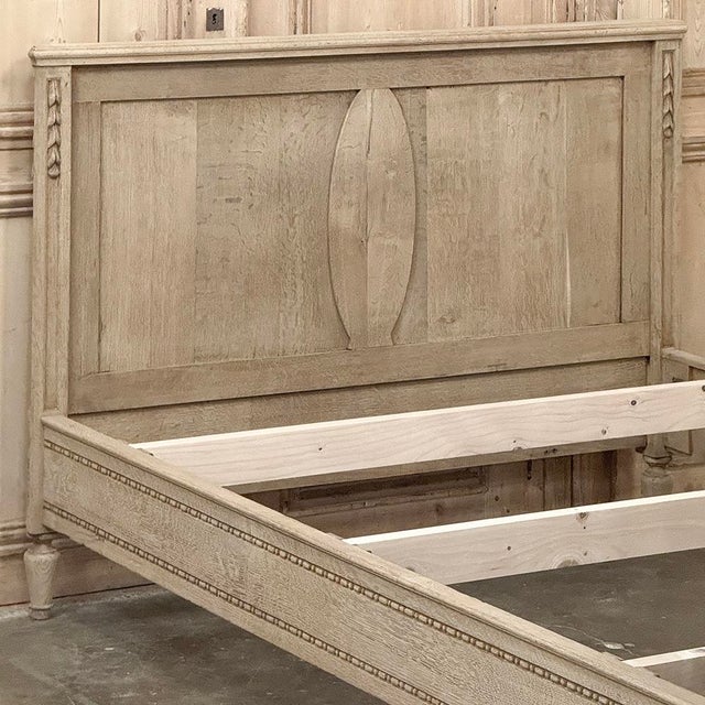 Antique Country French Louis XVI Stripped Oak Full-Size Bed For Sale - Image 16 of 18
