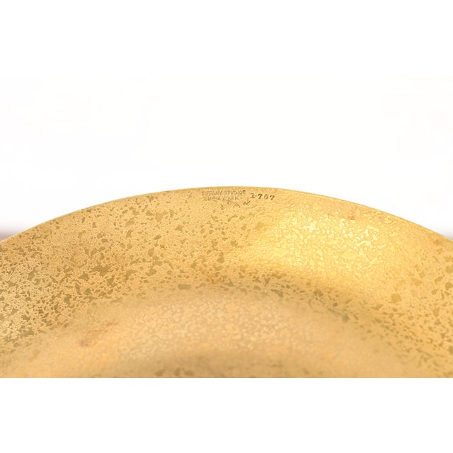 Metal Tiffany Studios New York Bronze Doré Bowl With Decorative Border For Sale - Image 7 of 13