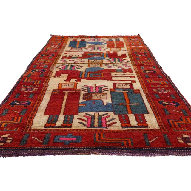 Tribal Vintage Kurdish Pictorial Rug - 04'04 X 11'05 For Sale - Image 3 of 9