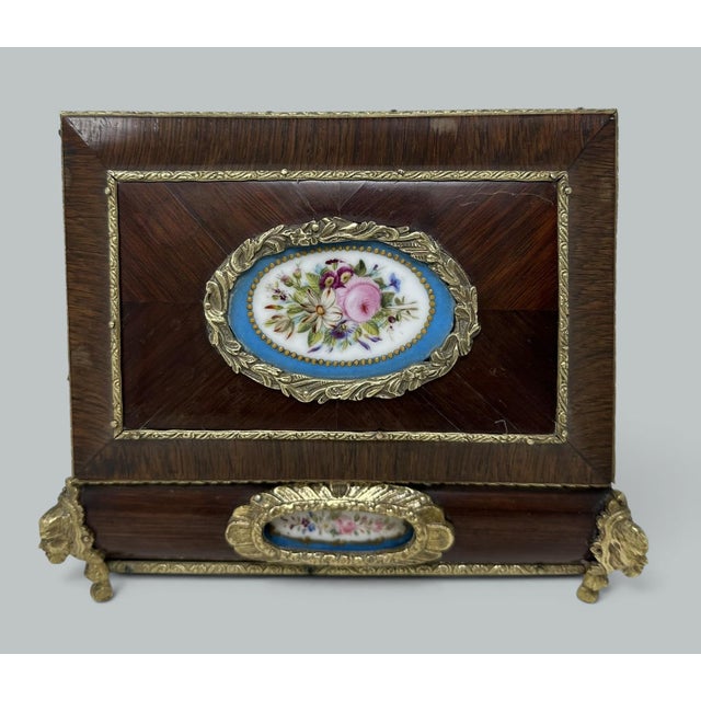 Antique French Sevres Porcelain Jewelry Wooden Regency Jewellery Box Casket 19Ct For Sale - Image 6 of 10
