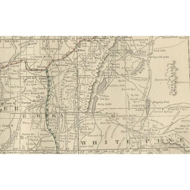 Late 19th Century Antique Map of Nevada Railroads with Mining Camps and Counties, 1888 For Sale - Image 5 of 10