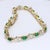 Contemporary 18k Yellow & White Gold Tennis Bracelet With Marquise Emeralds With Diamonds For Sale - Image 3 of 3