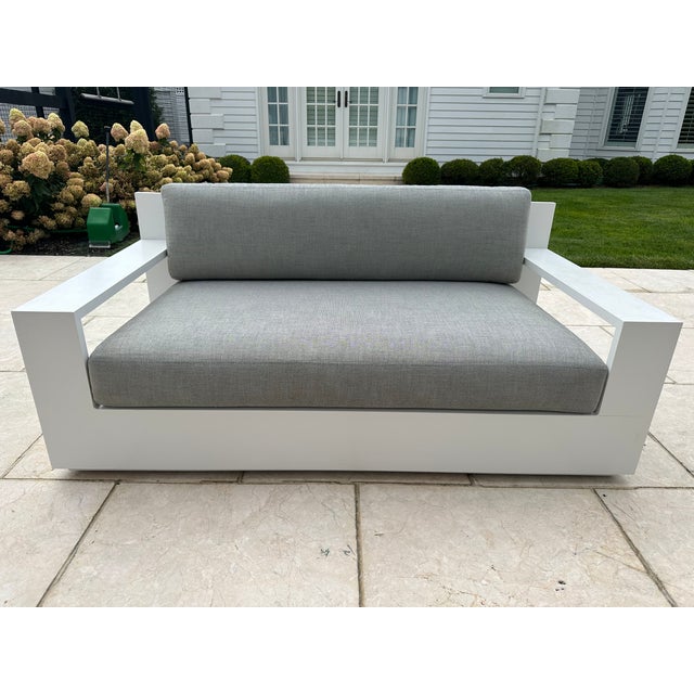 Restoration Hardware Marbella Aluminum Sofa in White Chairish