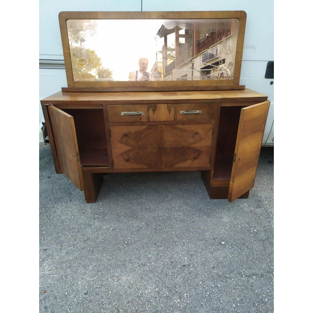 Brown Art Deco Italian Credenza in Walnut with Mirrors For Sale - Image 8 of 18