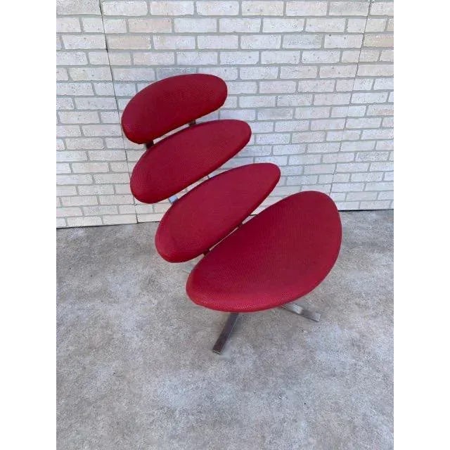 Erik Jørgensen MCM Corona Chair by Poul M. Volther Newly Reupholstered in Embossed Red Leather For Sale - Image 4 of 9