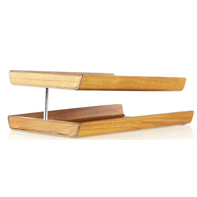 Brown Rainbow Mid Century Teak Paper Tray For Sale - Image 8 of 13