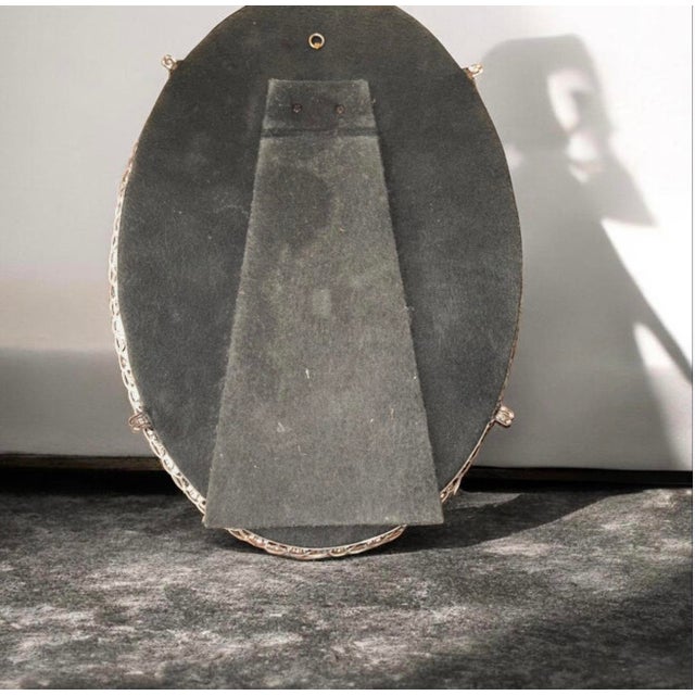 1950s Vintage Ornate Vanity Tray or Standing Mirror With a Gold Filigree Frame and Feet For Sale - Image 5 of 10