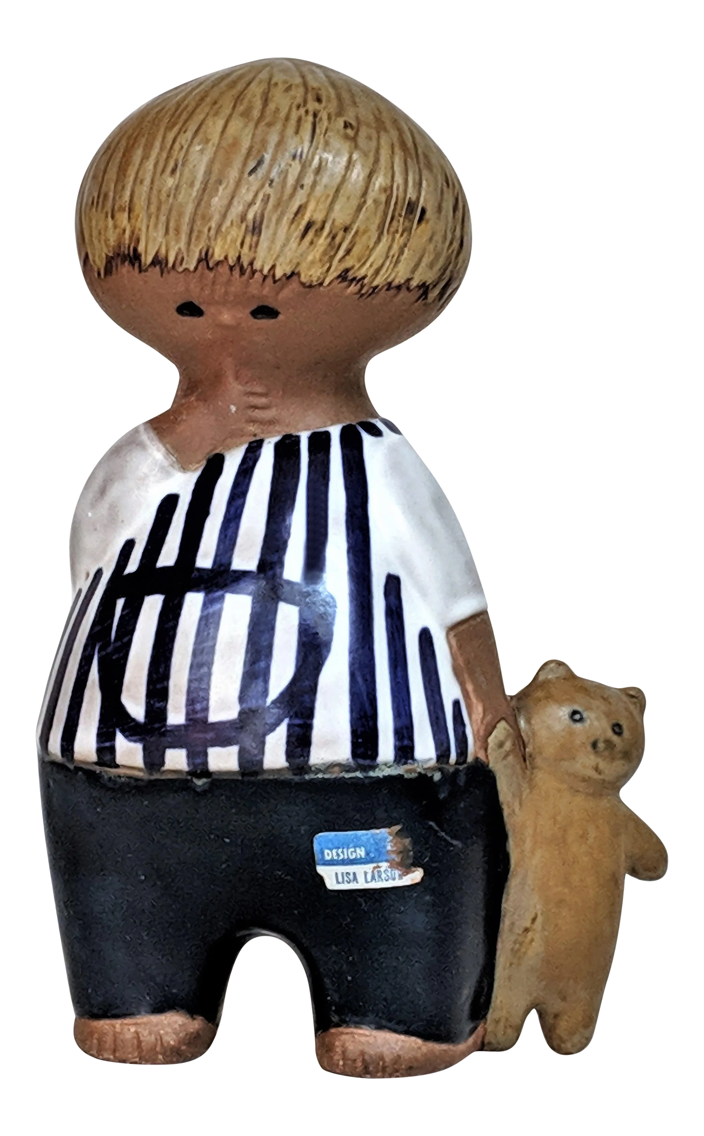 Lisa Larson Gustavsberg Sweden Malin Boy With Teddy Bear Figurine