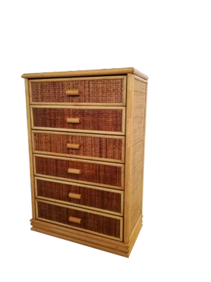 Small Bamboo & Rattan Chest of Drawers, 1970s