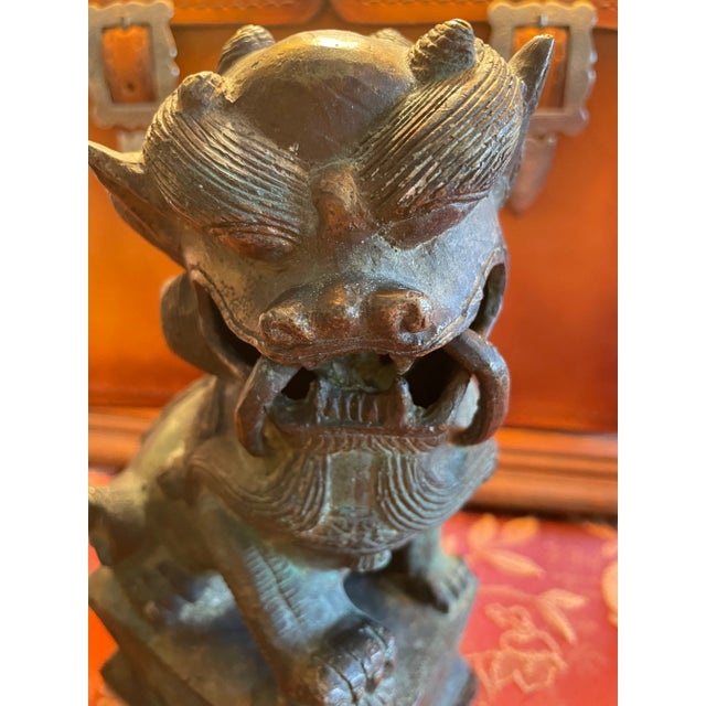 Chinese Vintage Chinese Guardian Lions (Foo Dogs)- a Pair For Sale - Image 3 of 5