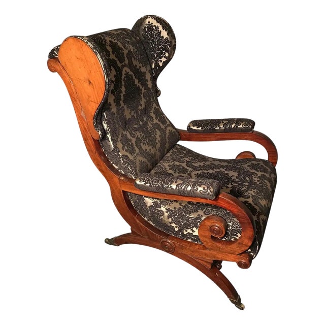 Biedermeier Sleigh Back Wing Chair attributed to Karl Friedrich Schinkel, 1825 For Sale