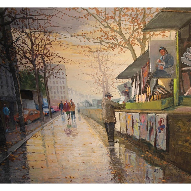 Antonio Rus, Paris Riverbank Street Scene, 21st Century, Oil on Canvas, Framed For Sale - Image 4 of 11