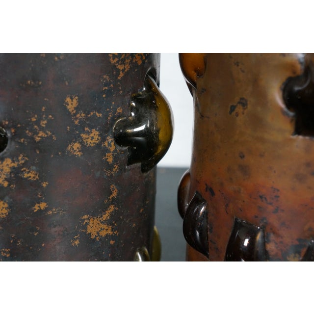 Late 20th Century 2 Rare Frederick Cooper Hand Blown Brutalist Glass Wine Bottle Lamps 42" For Sale - Image 17 of 18
