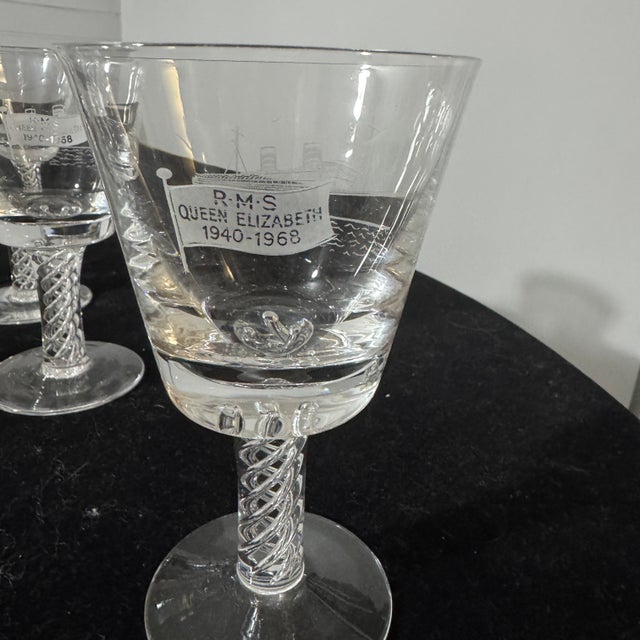 1960s RMS Queen Elizabeth Commemorative Goblets - Limited Edition Set of 6 (#921-926) For Sale - Image 4 of 8