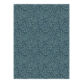 Panthera Spotted Leopard Hand-Looped Area 8' x 10' Rug - Topaz Blue For Sale