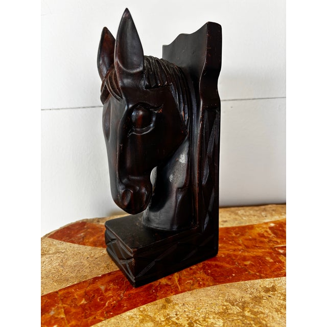 Wooden Horse Head Bookends For Sale - Image 4 of 6