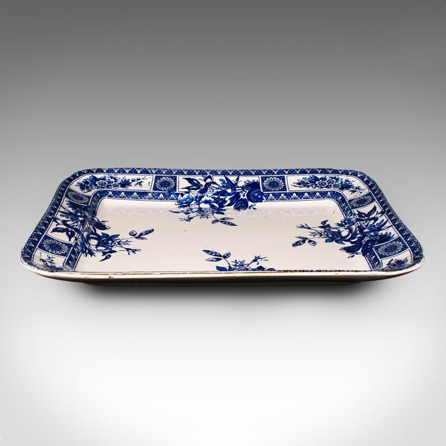 This is a large antique turkey platter. An English, ceramic meat serving dish, dating to the late Victorian period, circa...