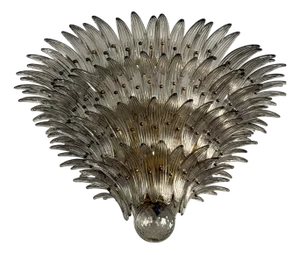 Huge Murano Chandelier with Feather Prisms in the style of Barovier