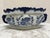 Classic country cottage blue and white pottery ceramic floral plant vessel with curvy side accent handles and design....
