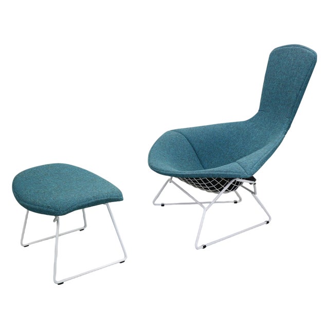 Set of Bird Chair and Ottoman attributed to Harry Bertoia for Knoll, 1970s For Sale