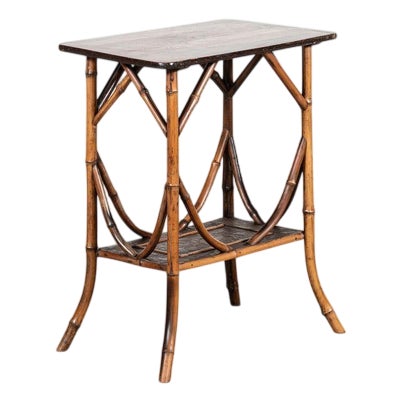 19th Century English Bamboo Two Tier Side Table, 1870s For Sale