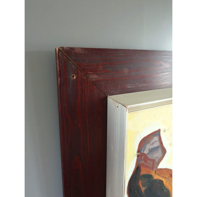 Mid 20th Century Mid-Century Modern 'The Exchange' Vintage Original Abstract Figurative Oil Painting, Framed For Sale - Image 5 of 11