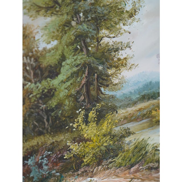 Gold 1980s Pair of Oil on Board Woodland Landscape Paintings - Signed For Sale - Image 8 of 15