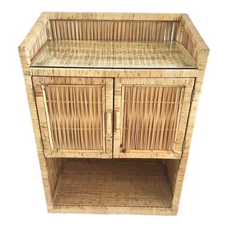 1960s Vintage Bielecky Brother Rattan Bar Cabinet For Sale