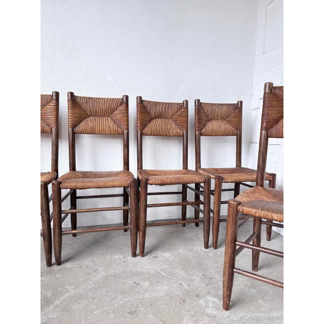 Straw and Oak Chairs from Beauche Perriand, 1950s, Set of 6 For Sale - Image 17 of 18
