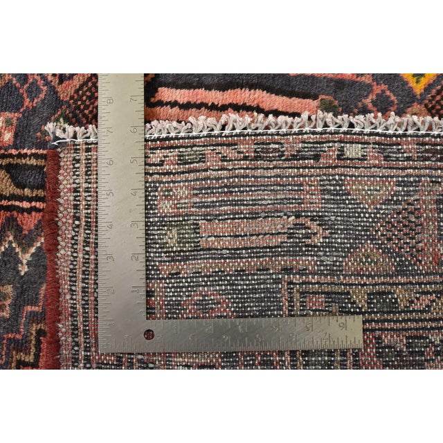 Hamedan Rug 4'5'' X 7'2'' Red Wool Vintage Tribal Hand-Knotted Oriental Carpet For Sale - Image 12 of 12