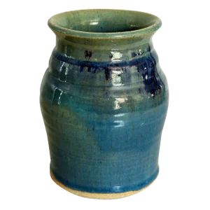 Mid-Century California Studio Pottery Ribbed Vase in Blue and Green