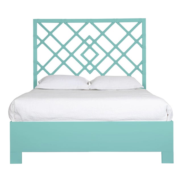 Darien Platform Bed Queen, Turquoise For Sale