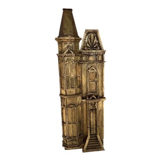 Vintage Italian Decorative Gilded Wood Castle Maquette For Sale
