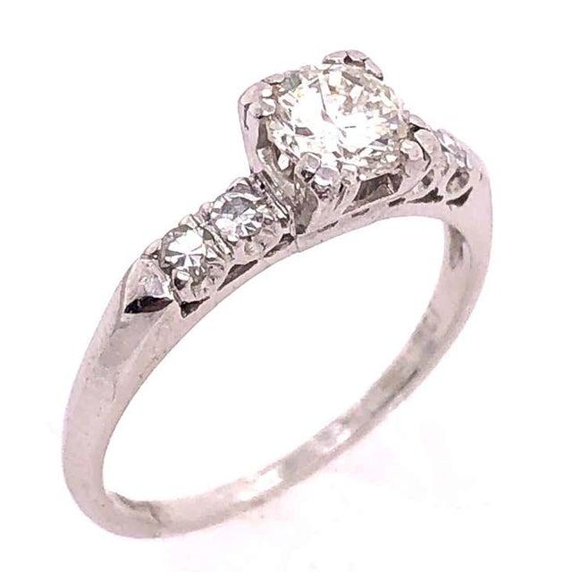Platinum Diamond Engagement Ring 0.85 Total Diamond Weight, Size 6.25 For Sale - Image 9 of 10