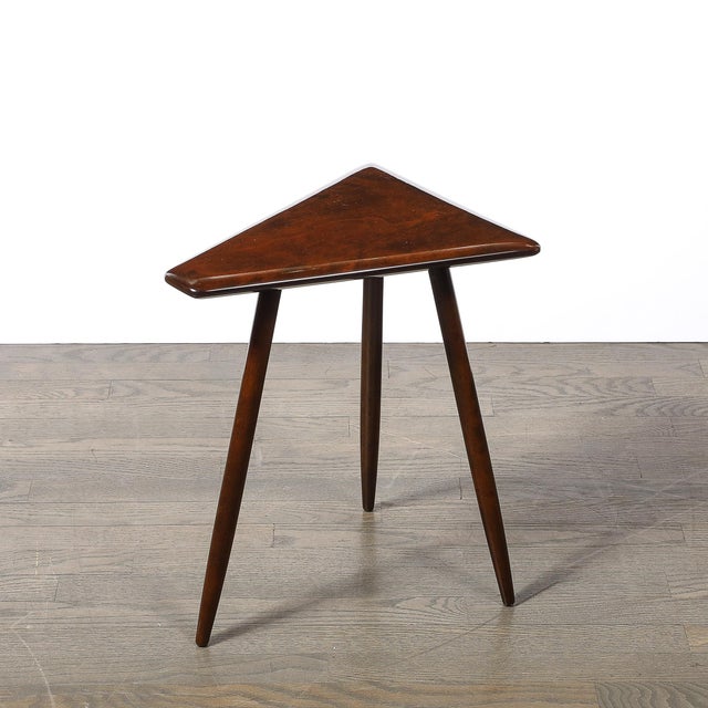 Mid-Century Modernist Triangular Side Table With Tapered Supports Signed Cushman For Sale - Image 11 of 13