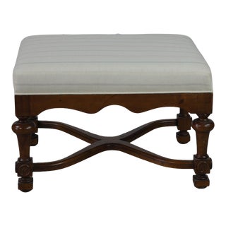 Classic Swivel Leg Upholstered Footstool For Sale