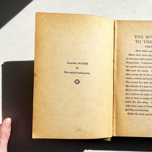 1921 “The Boy Scouts to the Rescue” George Durston Saalfield First Edition in Olive Green For Sale In Oklahoma City - Image 6 of 8