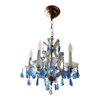 Vintage Italian Romantic Style Floral Decor 4 Arm Chandelier For Sale
