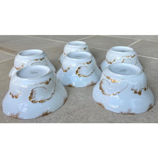 Circa 1900/1903 Theo Haviland Art Nouveau-Style Limoges Gold Gilt on Fine Porcelain China Berry Bowls - Set of 6 For Sale - Image 15 of 18