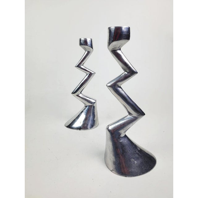 Zig Zag Candlesticks by Matthew Hilton for SCP England, 1980s, Set of 2 For Sale - Image 14 of 15