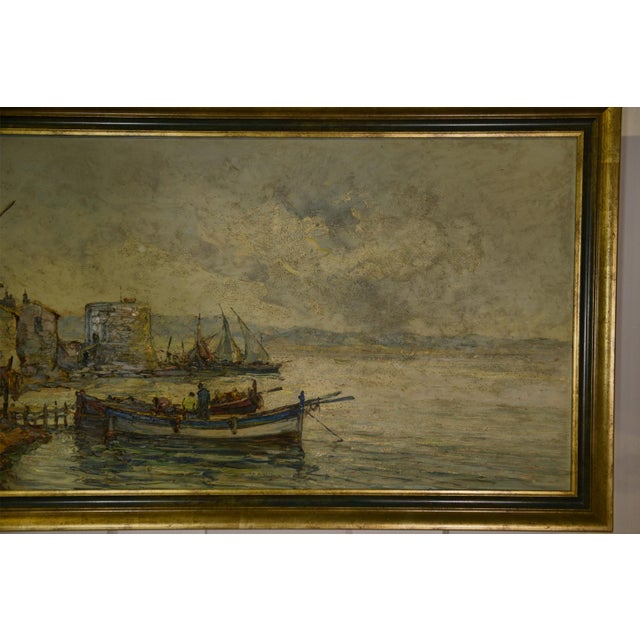 Maurice Barle, Impressionist Fishing Port, 20th Century, Painting on Wood, Framed For Sale - Image 3 of 8