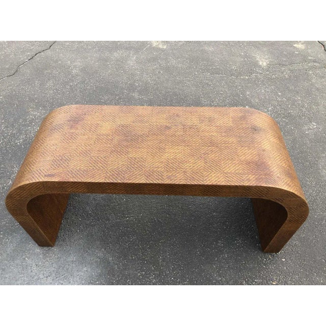 Brown Vintage Seagrass Waterfall Console Table For Sale - Image 8 of 13