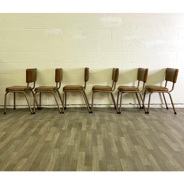Vintage Mid Century Tubular Chrome Vinyl Dining Chairs - Set of 6 ...